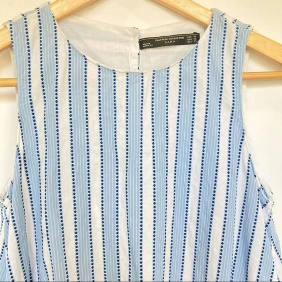 ZARA Poplin Tunic Dress Blue & White Vertical Stripe XS - Picture 5 of 6